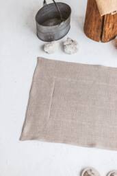 Natural Linen Waffle Bath Mat, Double Layered Organic Shower Rug - thumbnail 1