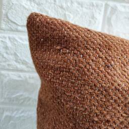 Deep Orange Rust Chunky Loops Wool Hand Woven 12x20, 14x20, 16x16, 18x18 , 20x20 Inches Decorative Throw Pillow Cover - thumbnail 3