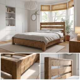 Chelsea Bed Frame 30cm High/Chunky Solid Rustic Pine With Headboard - thumbnail 4