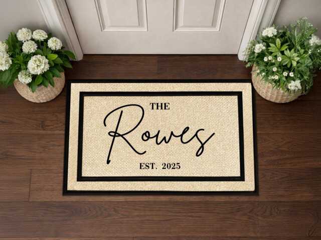 Personalised Family Name Entrance Rug, Tough Front Door Mat - image 1