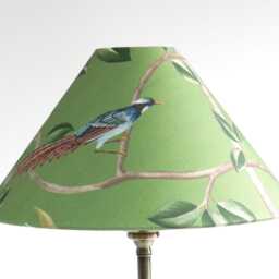 Green Chinoiserie Coolie Candle Clip Lampshade Bird & Blossom With Gold Lining - thumbnail 3