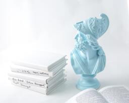 Menelaus King Of Sparta Ceramic Plaster Bust Statue Aquamarine // Traditional Ancient Sculpture Replicated - thumbnail 1