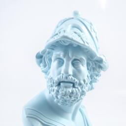Menelaus King Of Sparta Ceramic Plaster Bust Statue Aquamarine // Traditional Ancient Sculpture Replicated - thumbnail 3