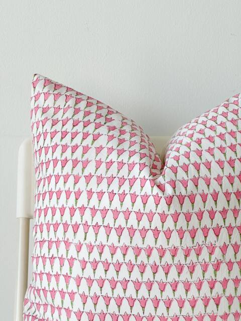 Floral Block Print Pillow Cover Boho Farmhouse Decor - 20x20 - image 1