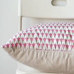 Floral Block Print Pillow Cover Boho Farmhouse Decor - 20x20 - thumbnail 3