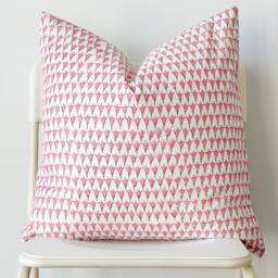 Floral Block Print Pillow Cover Boho Farmhouse Decor - 20x20 - thumbnail 2