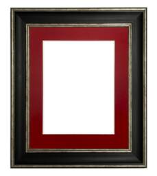 Scandi Black Picture Frame Distressed Silver With Red Mount - thumbnail 1