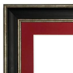 Scandi Black Picture Frame Distressed Silver With Red Mount - thumbnail 2