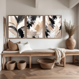 Neutral Abstract Art Prints, Modern Art, Brush Strokes, Wall , Set Of 3 A5, A4, A3 A3+ A2 A1 Sizes, Fast Delivery - thumbnail 2