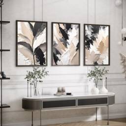 Neutral Abstract Art Prints, Modern Art, Brush Strokes, Wall , Set Of 3 A5, A4, A3 A3+ A2 A1 Sizes, Fast Delivery - thumbnail 1