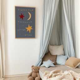 Twinkle Little Star Print, Moon & Stars Nursery Illustration Art, Wall Eclectic Nursery, Kids Room, Playroom, Unframed - thumbnail 3