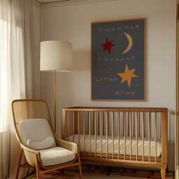 Twinkle Little Star Print, Moon & Stars Nursery Illustration Art, Wall Eclectic Nursery, Kids Room, Playroom, Unframed - thumbnail 2