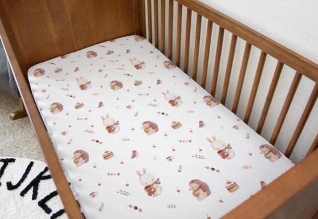 Bedding - Woodland Animals & Cake, Duvet Cover Set, Fitted Sheets, Pillow Case, Modern Colourful Kids Bedding - image 1