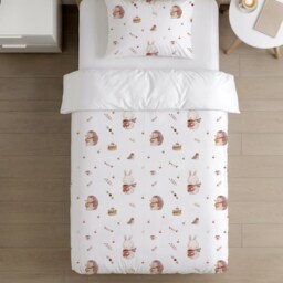 Bedding - Woodland Animals & Cake, Duvet Cover Set, Fitted Sheets, Pillow Case, Modern Colourful Kids Bedding - thumbnail 2