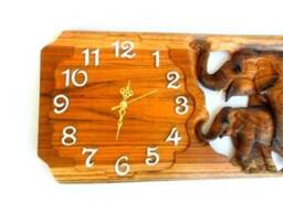 Elephant Wood Clock, Wooden Decor, Rustic Wall Animals Forest Animals, Hanging Home Decor - thumbnail 2