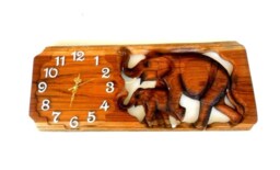Elephant Wood Clock, Wooden Decor, Rustic Wall Animals Forest Animals, Hanging Home Decor