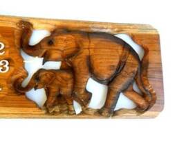 Elephant Wood Clock, Wooden Decor, Rustic Wall Animals Forest Animals, Hanging Home Decor - thumbnail 3