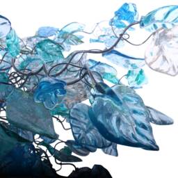 Lighting Hanging Chandeliers With Blue & Gray Color Flowers Leaves, For Dining Room, Hall Or Bedroom - thumbnail 3