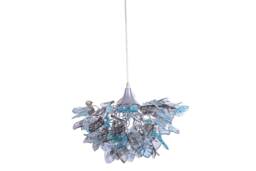 Lighting Hanging Chandeliers With Blue & Gray Color Flowers Leaves, For Dining Room, Hall Or Bedroom