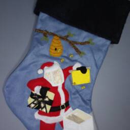 "Bee Keeper Gift Christmas Stocking""Santa Bee-Ing Busy Off Season" - thumbnail 2