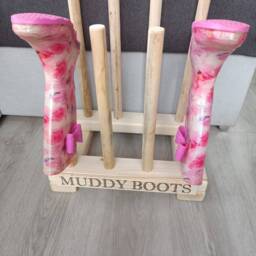 Oak Waxed Personalised Welly Wellington Boot Wooden Stand Storage Wellies Rack Outdoor Shoes Organiser Porch Entryway Cabinet Holder - thumbnail 4