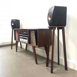 Lowboy Record Player Console/Customizable Vinyl Cabinet Solid Hardwood Home Media - thumbnail 2