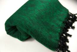 Green Yak Wool Blanket Shawl Hand-Loomed Travel Wrap - thumbnail 1