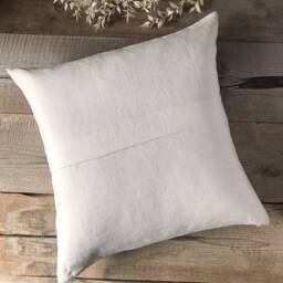 stonewashed Linen Throw Pillow Case in Off White Pleated The Middle/Linen Cushion Cover With Hidden Zipper/Decorative Sham - thumbnail 4