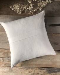 stonewashed Linen Throw Pillow Case in Off White Pleated The Middle/Linen Cushion Cover With Hidden Zipper/Decorative Sham
