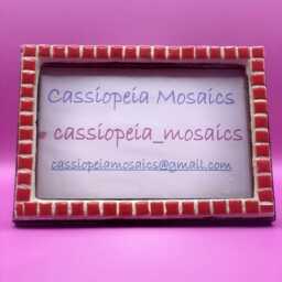 Handmade Red Mosaic Photo Frame - 4x6 Glass Tile Artisan Picture - thumbnail 2