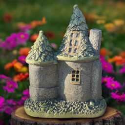 Stone House Sculpture Concrete Fairy Home Figurine Cement Cottage Statue Garden Fairytale Decoration Handmade Lover Gift Yard Art - thumbnail 1
