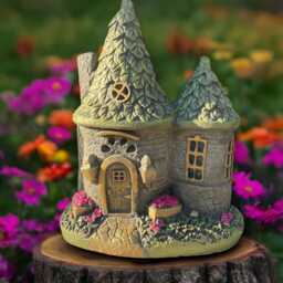 Stone House Sculpture Concrete Fairy Home Figurine Cement Cottage Statue Garden Fairytale Decoration Handmade Lover Gift Yard Art - thumbnail 3