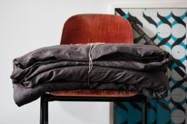 Charcoal Linen Duvet Cover Stonewashed Bedding - image 1