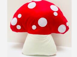 Red Toadstool Cushion Handmade Felt Mushroom Plushie - Woodland Room Decor Fairy Garden Statement Pillow Reading Corner Cosy Cushion - thumbnail 1