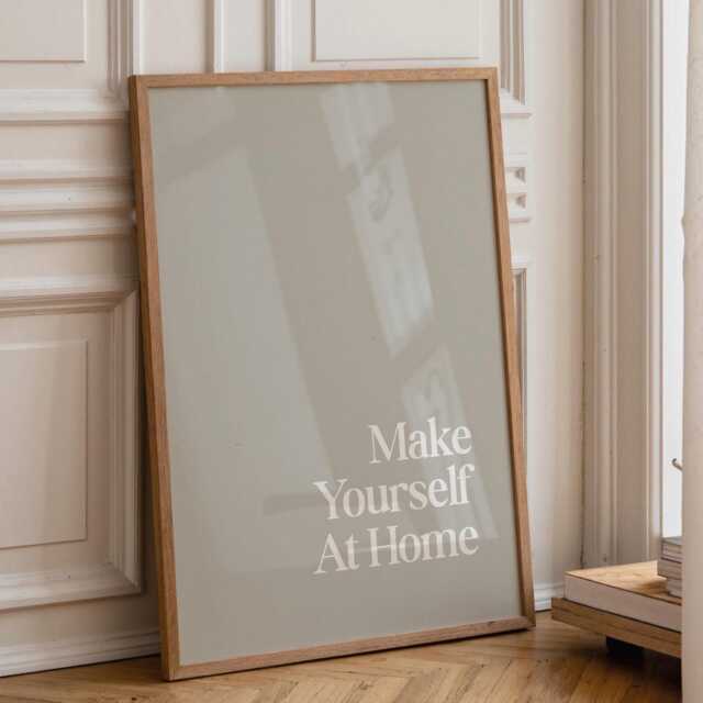 Make Yourself At Home, Light Grey Poster, Daily Affirmations Minimalist Decor, Cute Livingroom Print, Simply Home Art, Welcome Sign - image 1