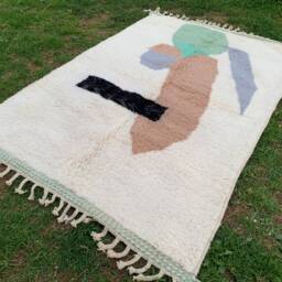 Beni Ourain 5x8 , Morocco Abstract Ouarain Berber Handmade Rug - thumbnail 3