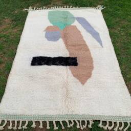Beni Ourain 5x8 , Morocco Abstract Ouarain Berber Handmade Rug - thumbnail 2