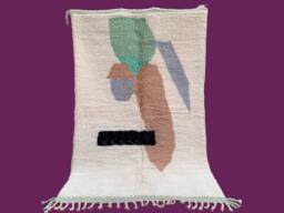 Beni Ourain 5x8 , Morocco Abstract Ouarain Berber Handmade Rug - thumbnail 1