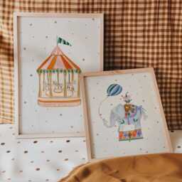 Circus Prints - Print -Vintage Nursery Fun Fair Illustrations Painted Illustration Unframed Baby Child Artwork Set Of 4 - thumbnail 2