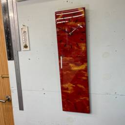 Dark Red Black & Gold Abstract Resin Wall, Unusual Modern Wall Clocks, Long Narrow Vertical Home Decor - thumbnail 2