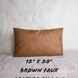 Farmhouse Pillow Cover Set, Thai Woven, Faux Leather, Tribal Decor - thumbnail 3