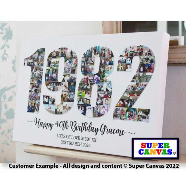 Happy 40Th Birthday 1985 Mum Dad Wife Husband Friend Personalised Picture Photo Party Board Collage Framed Canvas Print Gift - image 1