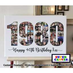 Happy 40Th Birthday 1985 Mum Dad Wife Husband Friend Personalised Picture Photo Party Board Collage Framed Canvas Print Gift - thumbnail 2