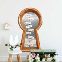 Wonderland Signpost 3D Keyhole Fabric Wall Decal - Sign Post This Way That 3D Sticker Removable - thumbnail 3