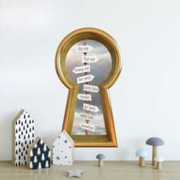 Wonderland Signpost 3D Keyhole Fabric Wall Decal - Sign Post This Way That 3D Sticker Removable - thumbnail 2