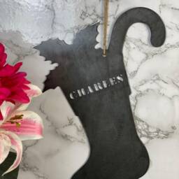 Personalised Stocking Santa Xmas Hohoho Hanging Wall Art Brushed Steel Present Gift Idea - thumbnail 3