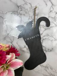 Personalised Stocking Santa Xmas Hohoho Hanging Wall Art Brushed Steel Present Gift Idea - thumbnail 1