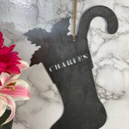 Personalised Stocking Santa Xmas Hohoho Hanging Wall Art Brushed Steel Present Gift Idea - thumbnail 2