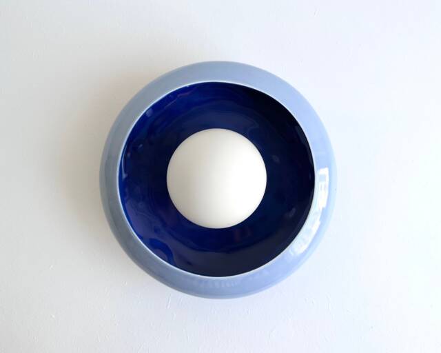 Baby Boy Nursery Colorful Handmade Ceramic Wall Sconce Shiny Blue Bedside Lamp - image 1
