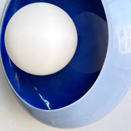 Baby Boy Nursery Colorful Handmade Ceramic Wall Sconce Shiny Blue Bedside Lamp - thumbnail 3